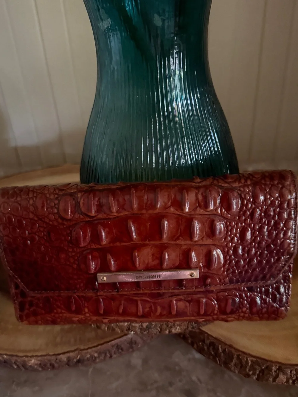 Brahmin Cognac Croc-Embossed Leather Wallet